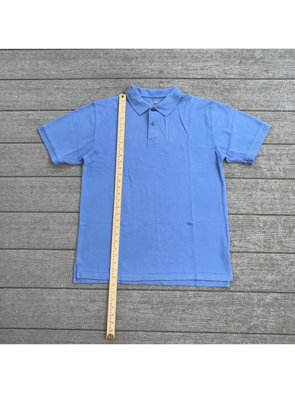 L.L. Bean Blue Cotton Pique Short Sleeve Polo Shirt Mens Medium Preppy Dadcore